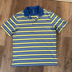 Chaps Golf Blue and Yellow Striped Polo Shirt